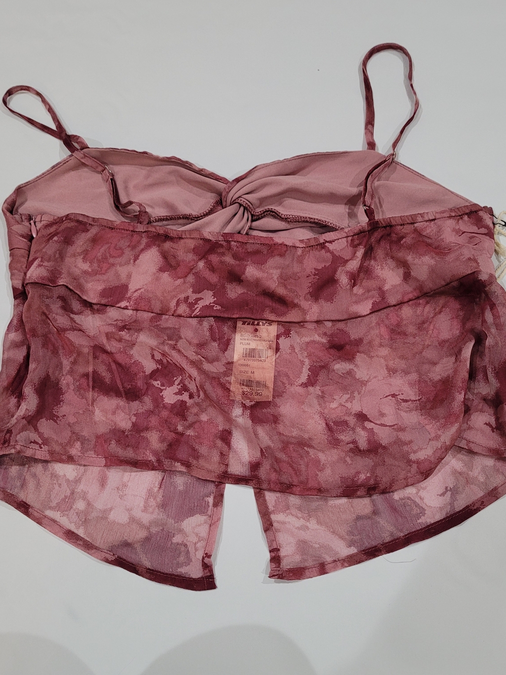 Tilly's Rose Pink Twist-Front Sheer Camisole - Picture 3 of 3